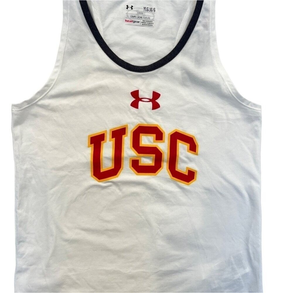 Under Armour USC Trojans Youth Tank Top Size Large Trojans Heat Gear Racerback‎ - Picture 2 of 7
